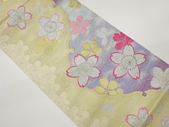 桜模様織出し袋帯